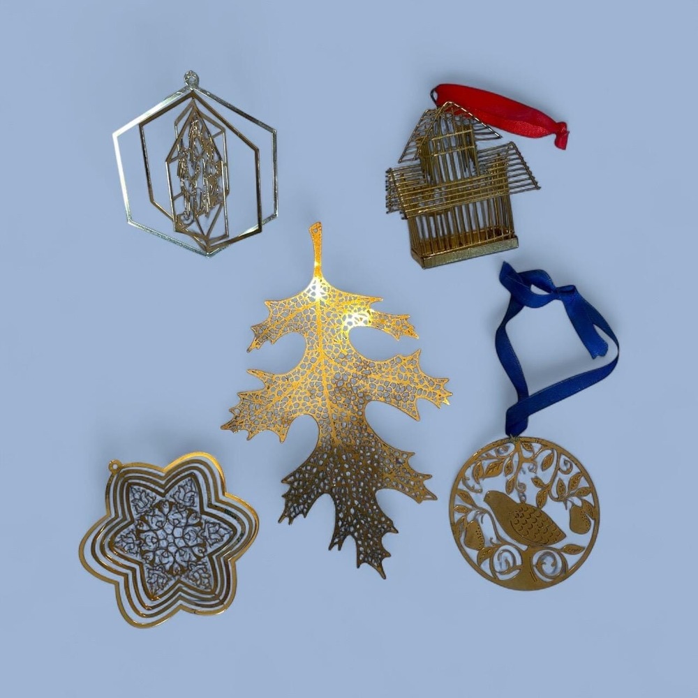 Brass ornament lot of 5 Christmas